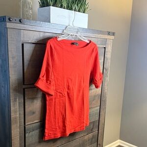Ralph Lauren Coral-Red Roll-Sleeve Knit Tunic